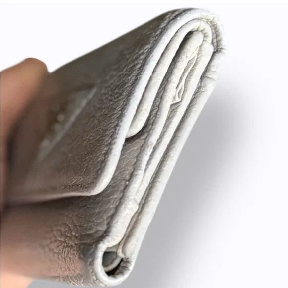 Prada Vitello Dino Leather Mini Wallet - Metallic Silver with COA - Picture 15 of 16